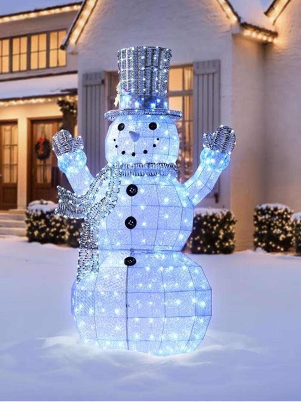 6' Pre-Lit Crystal Iced Snowman
